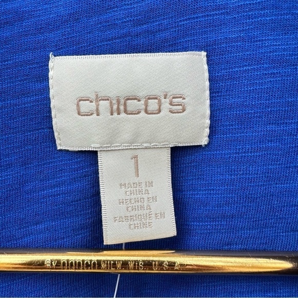 NWT Chico’s Knit Drape-Front Jacket Majestic Blue - Picture 9 of 11